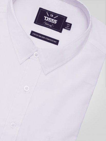 D555 Oliver Fläckavvisande Lättstruken Stretchskjorta med Lång Ärm Vit - Skjortor - Stora skjortor - 2XL-8XL