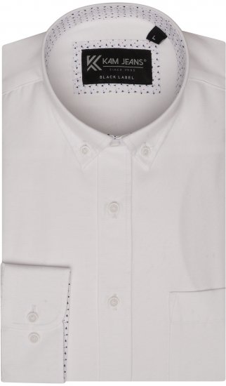 Kam Jeans P020 Premium Long sleeve Oxford Shirt White - Skjortor - Stora skjortor - 2XL-8XL