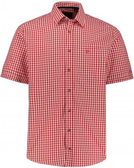 JP1880 Shirt Traditional Checked Short Sleeve Red - Skjortor - Stora skjortor - 2XL-8XL