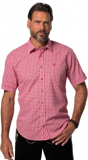 JP1880 Shirt Traditional Checked Short Sleeve Red - Skjortor - Stora skjortor - 2XL-8XL