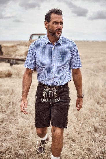 JP1880 Short Sleeve Check Print Traditional Shirt Blue - Skjortor - Stora skjortor - 2XL-8XL