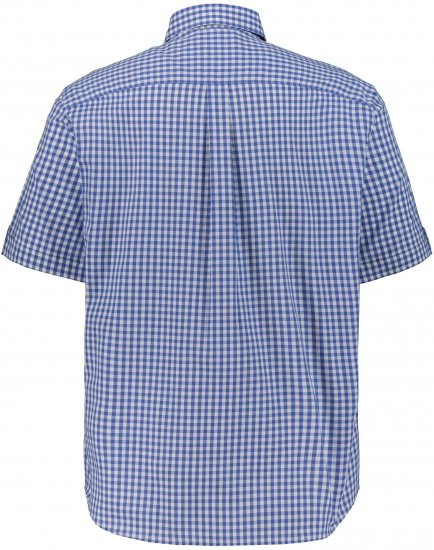 JP1880 Short Sleeve Check Print Traditional Shirt Blue - Skjortor - Stora skjortor - 2XL-8XL