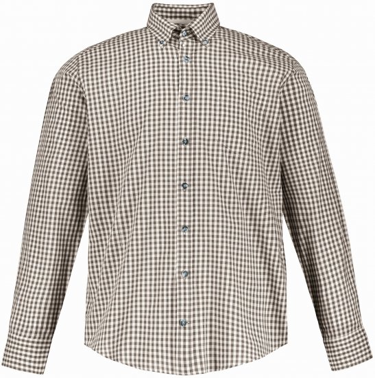 JP1880 Long Sleeve Check Print Traditional Shirt Brown - Skjortor - Stora skjortor - 2XL-8XL