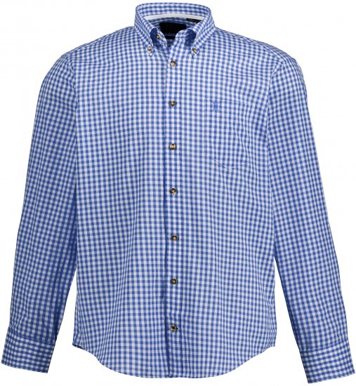 JP1880 Shirt Traditional Checked Long Sleeve Blue - Skjortor - Stora skjortor - 2XL-8XL