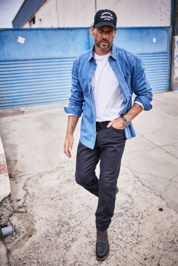 JP1880 Shirt Denim Long Sleeve Blue TALL - HERRKLÄDER MT-6XLT - Kläder för långa män
