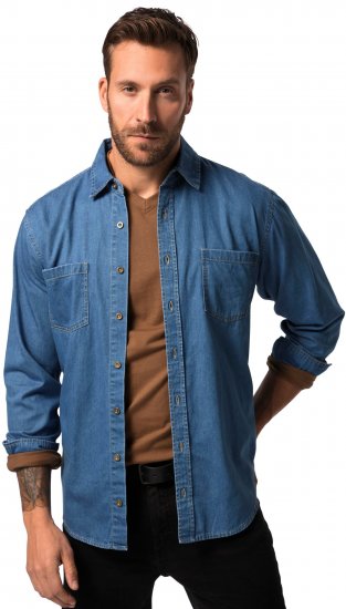 JP1880 Shirt Denim Long Sleeve Blue TALL - HERRKLÄDER MT-6XLT - Kläder för långa män