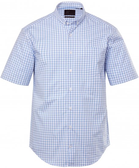 JP1880 Shirt Traditional Short Sleeve Checked Light Blue - Skjortor - Stora skjortor - 2XL-8XL