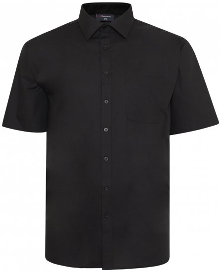 Espionage SH147 Plain Collar Short Sleeve Shirt Black - Skjortor - Stora skjortor - 2XL-8XL