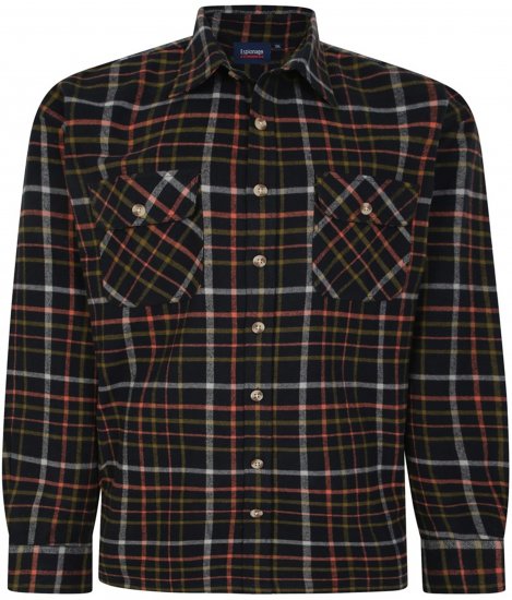 Espionage SH401 Checked Cotton Overshirt Black/Red - Skjortor - Stora skjortor - 2XL-8XL