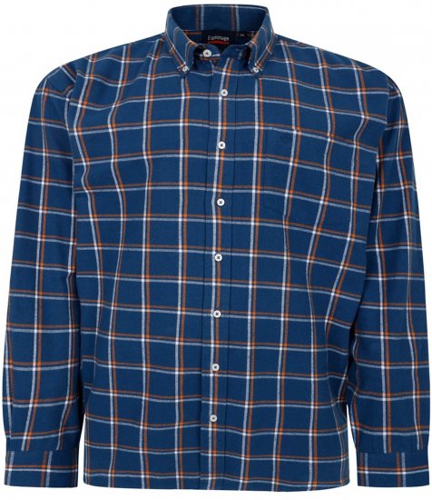 Espionage SH421 Long Sleeve Checked Shirt Blue/Orange - Skjortor med lång ärm - 