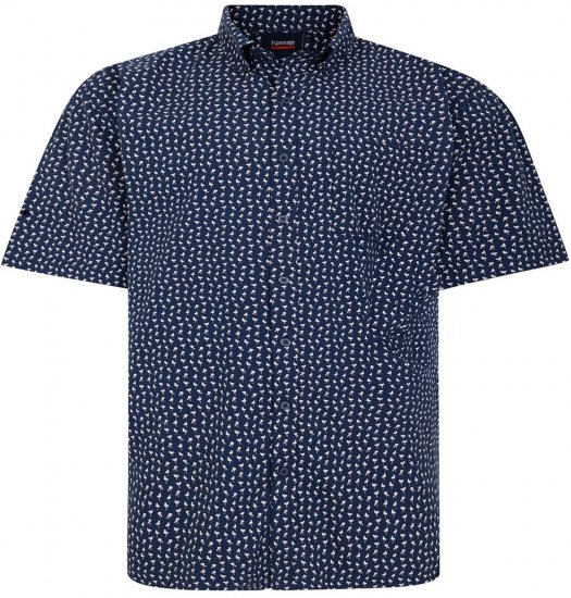 Espionage SH439 Mini Flamingo Printed Short Sleeve Shirt Navy - Skjortor - Stora skjortor - 2XL-8XL