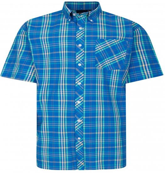 Espionage SH443 Checked Short Sleeve Shirt Royal/Mint/Lemon - Kortärmade skjortor - Kortärmade Skjortor Stora Storlekar