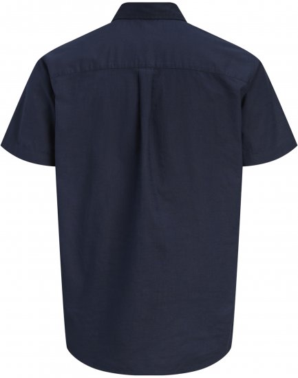 Jack & Jones Henry Slub Short Sleeve Navy - Skjortor - Stora skjortor - 2XL-8XL
