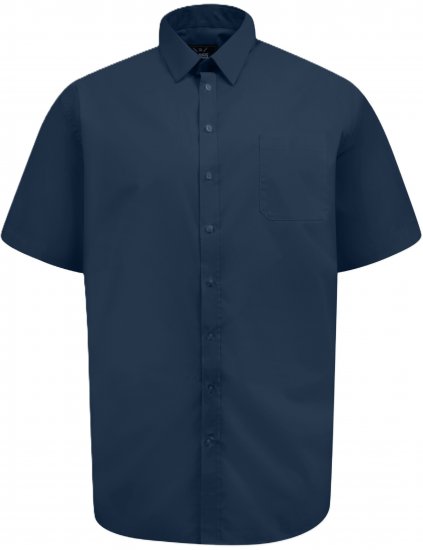 D555 Lucas Fläckavvisande Lättstruken Stretchskjorta med Kort Ärm Marinblå - Skjortor - Stora skjortor - 2XL-8XL