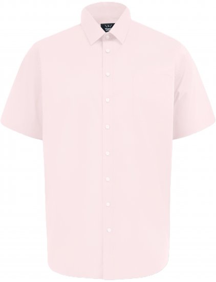 D555 Lucas Fläckavvisande Lättstruken Stretchskjorta med Kort Ärm Rosa - Skjortor - Stora skjortor - 2XL-8XL