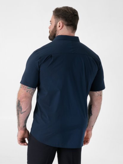 D555 Lucas Fläckavvisande Lättstruken Stretchskjorta med Kort Ärm Marinblå - Skjortor - Stora skjortor - 2XL-8XL