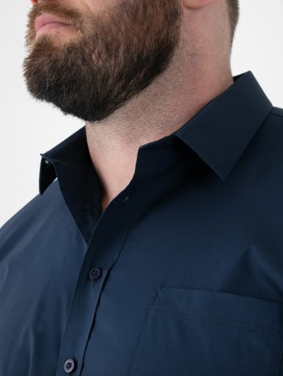 D555 Lucas Fläckavvisande Lättstruken Stretchskjorta med Kort Ärm Marinblå - Skjortor - Stora skjortor - 2XL-8XL