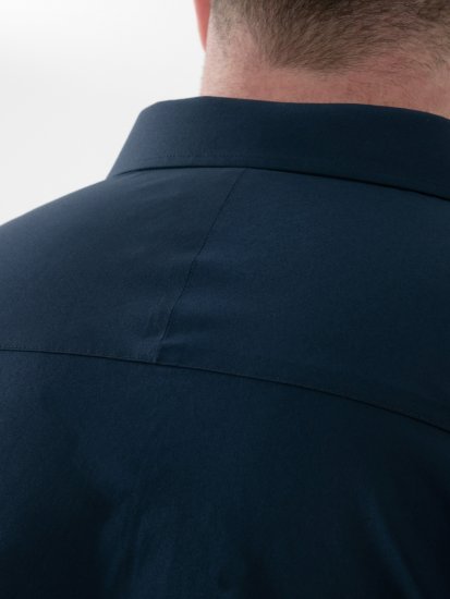 D555 Lucas Fläckavvisande Lättstruken Stretchskjorta med Kort Ärm Marinblå - Skjortor - Stora skjortor - 2XL-8XL