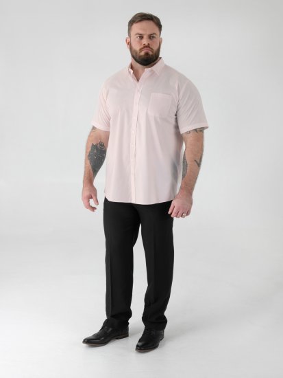 D555 Lucas Fläckavvisande Lättstruken Stretchskjorta med Kort Ärm Rosa - Skjortor - Stora skjortor - 2XL-8XL