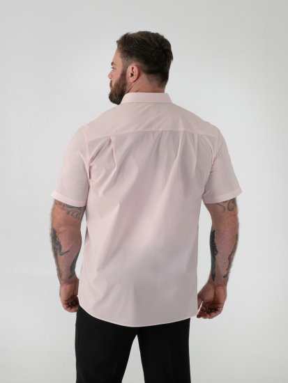 D555 Lucas Fläckavvisande Lättstruken Stretchskjorta med Kort Ärm Rosa - Skjortor - Stora skjortor - 2XL-8XL