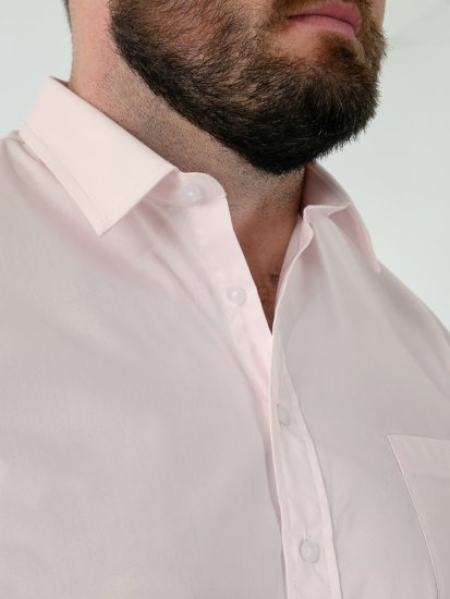 D555 Lucas Fläckavvisande Lättstruken Stretchskjorta med Kort Ärm Rosa - Skjortor - Stora skjortor - 2XL-8XL