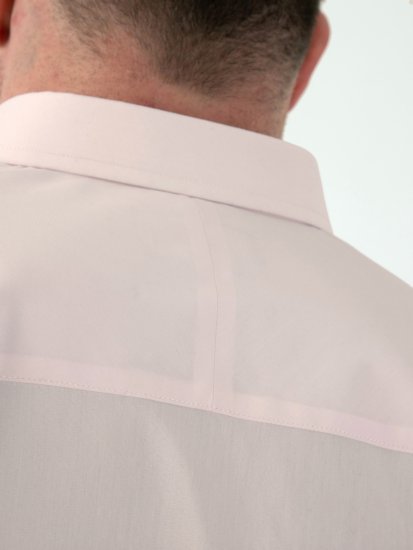 D555 Lucas Fläckavvisande Lättstruken Stretchskjorta med Kort Ärm Rosa - Skjortor - Stora skjortor - 2XL-8XL