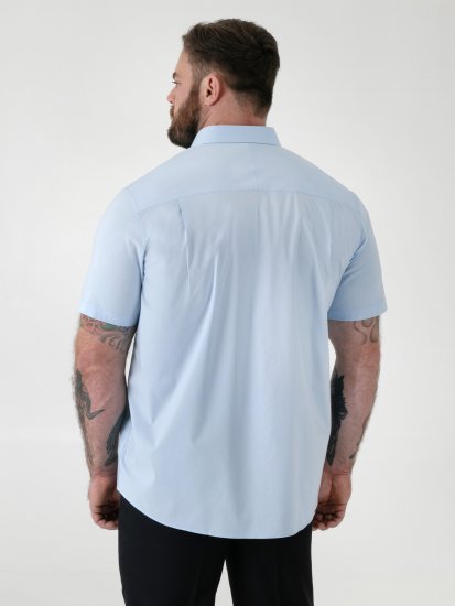 D555 Lucas Fläckavvisande Lättstruken Stretchskjorta med Kort Ärm Ljusblå - Skjortor - Stora skjortor - 2XL-8XL