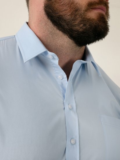 D555 Lucas Fläckavvisande Lättstruken Stretchskjorta med Kort Ärm Ljusblå - Skjortor - Stora skjortor - 2XL-8XL