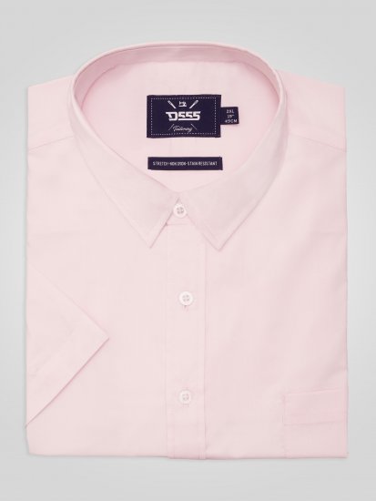 D555 Lucas Fläckavvisande Lättstruken Stretchskjorta med Kort Ärm Rosa - Skjortor - Stora skjortor - 2XL-8XL