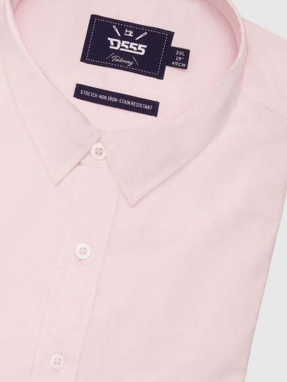 D555 Lucas Fläckavvisande Lättstruken Stretchskjorta med Kort Ärm Rosa - Skjortor - Stora skjortor - 2XL-8XL
