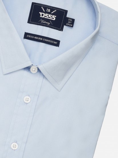 D555 Lucas Fläckavvisande Lättstruken Stretchskjorta med Kort Ärm Ljusblå - Skjortor - Stora skjortor - 2XL-8XL