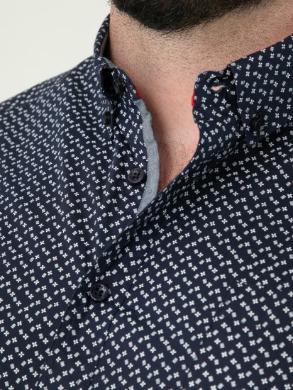 D555 Melrose Navy Icon AOP Button Down Collar Short Sleeve Navy - Kortärmade skjortor - Kortärmade Skjortor Stora Storlekar