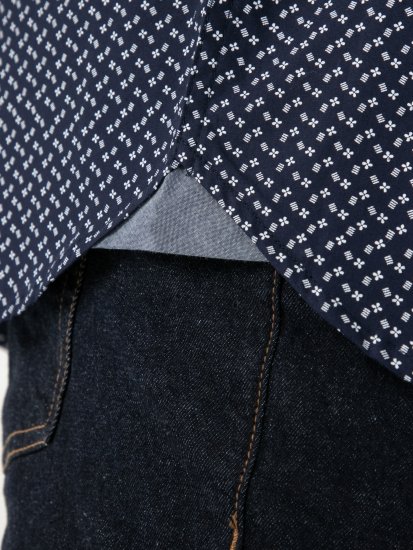 D555 Melrose Navy Icon AOP Button Down Collar Short Sleeve Navy - Kortärmade skjortor - Kortärmade Skjortor Stora Storlekar