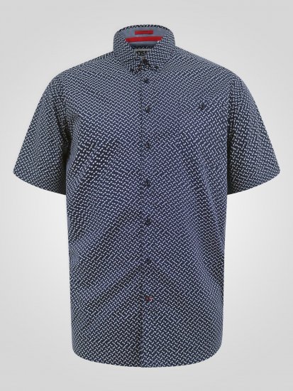 D555 Melrose Navy Icon AOP Button Down Collar Short Sleeve Navy - Kortärmade skjortor - Kortärmade Skjortor Stora Storlekar