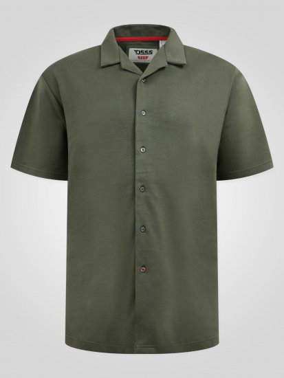 D555 Connor Stretch Cuban Collar Reosrt Short Sleeve Shirt Khaki - Skjortor - Stora skjortor - 2XL-8XL
