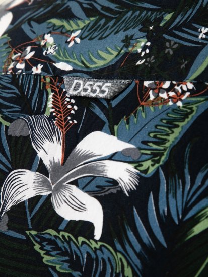 D555 Corden Hawaiian AOP Cuban Collar Resort Short Sleeve Navy - Kortärmade skjortor - Kortärmade Skjortor Stora Storlekar