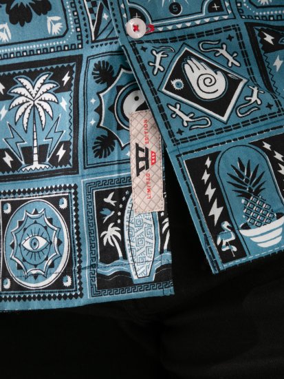 D555 Hawkins Printed Cuban Collar Resort Short Sleeve Shirt Teal - Skjortor - Stora skjortor - 2XL-8XL