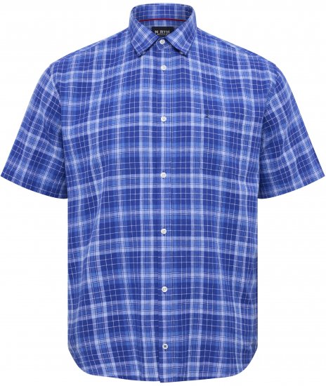 North Latitude 51145 Checked Short Sleeve Shirt Cobolt Blue - Kortärmade skjortor - Kortärmade Skjortor Stora Storlekar