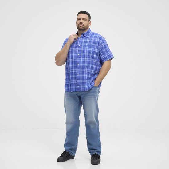 North Latitude 51145 Checked Short Sleeve Shirt Cobolt Blue - Kortärmade skjortor - Kortärmade Skjortor Stora Storlekar