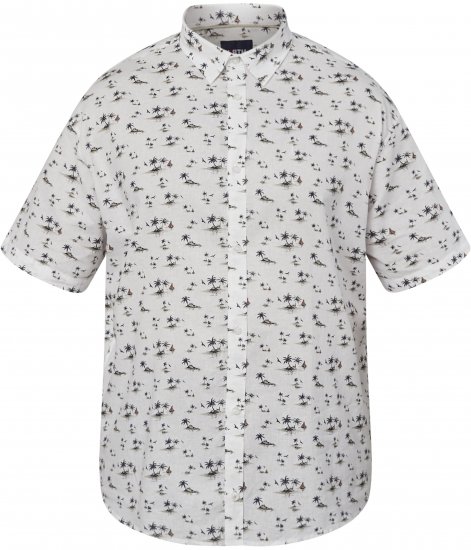 North Latitude 61111 Kortärmad Linneskjorta med Print Vit - Skjortor - Stora skjortor - 2XL-8XL