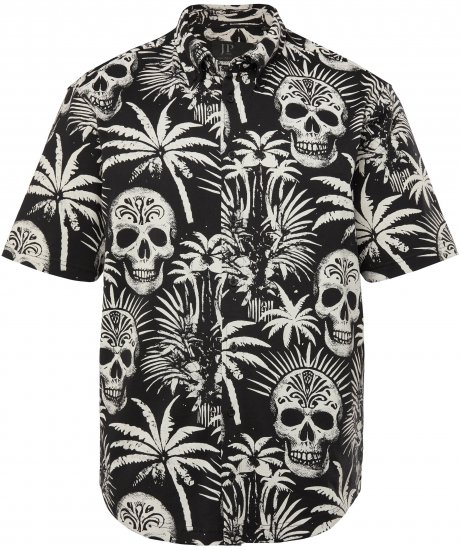 JP1880 Skull Pattern Jersey Short Sleeve Shirt Black - Skjortor - Stora skjortor - 2XL-8XL