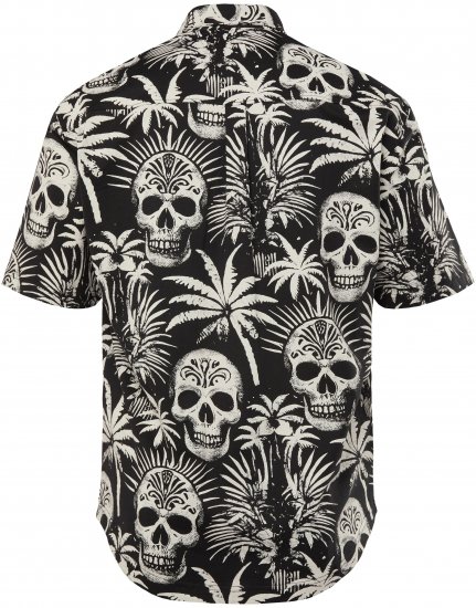 JP1880 Skull Pattern Jersey Short Sleeve Shirt Black - Skjortor - Stora skjortor - 2XL-8XL
