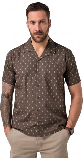JP1880 Boxy Cuba Short Sleeve Shirt Brown - Skjortor - Stora skjortor - 2XL-8XL
