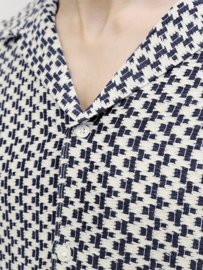 Jack & Jones Montauk Crochet Short Sleeve Shirt Navy - Skjortor - Stora skjortor - 2XL-8XL