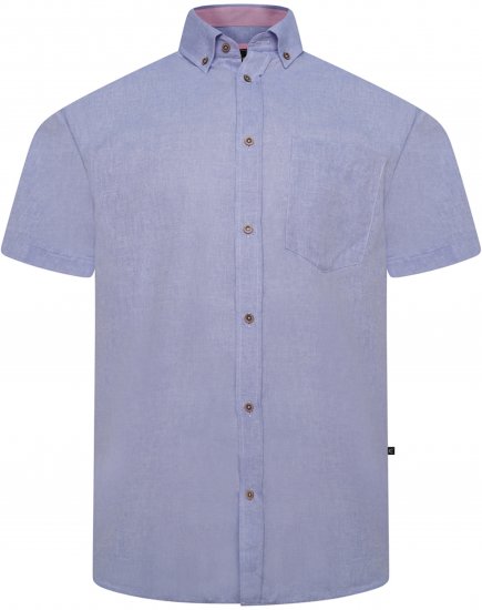 Kam Jeans 6340 Linen Mix Short Sleeve Shirt Blue - Skjortor - Stora skjortor - 2XL-8XL