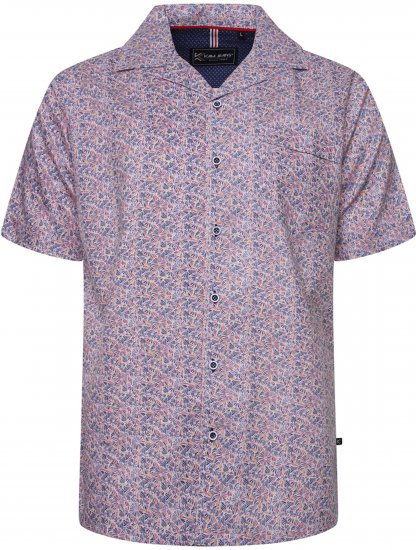 Kam Jeans 6343 Hawaiian Collar Floral Short Sleeve Shirt Navy - Skjortor - Stora skjortor - 2XL-8XL