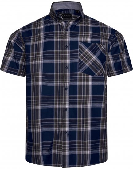 Kam jeans 6350 Casual Checked Short Sleeve Shirt Indigo - Skjortor - Stora skjortor - 2XL-8XL