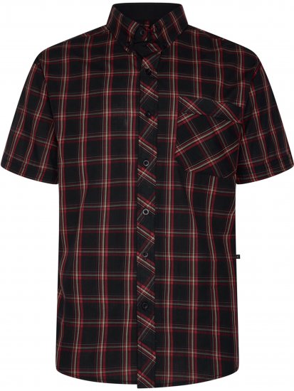 Kam Jeans 6365 Checked Short Sleeve Shirt Burgundy - Skjortor - Stora skjortor - 2XL-8XL