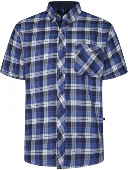 Kam Jeans 6369 Checked Short Sleeve Shirt Blue - Skjortor - Stora skjortor - 2XL-8XL