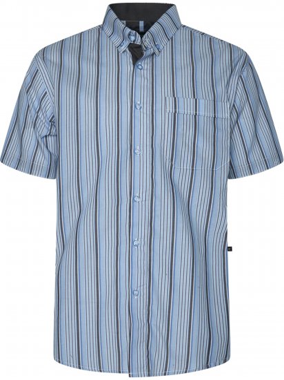 Kam Jeans 6374 Striped Short Sleeve Shirt Blue - Skjortor - Stora skjortor - 2XL-8XL